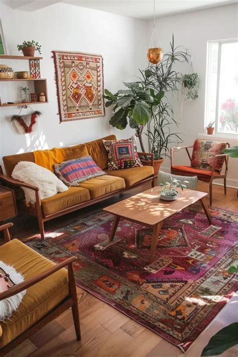 Pin By Karolann Emard On Boho Living Room In 2024 Retro Style Living