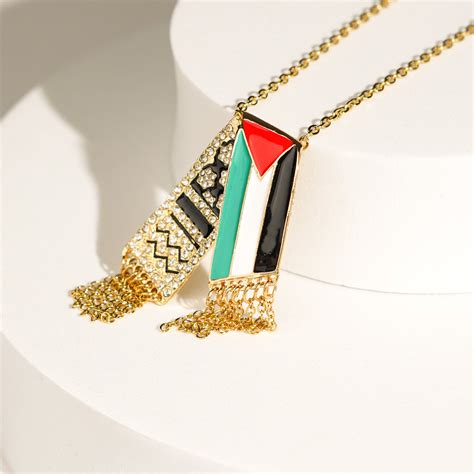 Kuffiyeh Palestine Flag Necklace Kenz Jewelry
