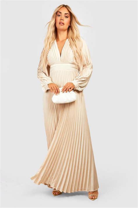 Plus Satin Pleated Maxi Dress Boohoo