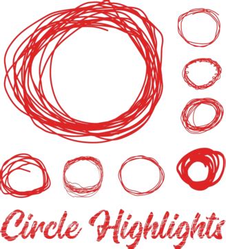 Hand Drawn Highlighter Elements Vector Circles Frame Element Red Vector