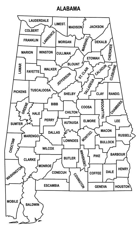 Alabama County Map Editable And Printable State County Maps