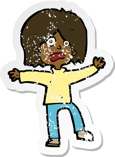 Retro Distressed Sticker Of A Cartoon Unhappy Person Png