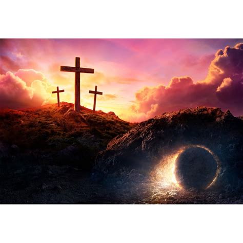 Christ Jesus Cross Background Dusk Sunset Mountain Natural Landscape