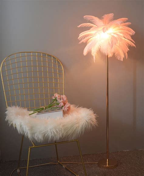 Buy Gioamh Natural Ostrich Feather Floor Lamp Simple Modern Bedroom And Living Room Standing