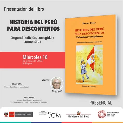 Presentaci N Del Libro Historia Del Per Para Descontentos Segunda