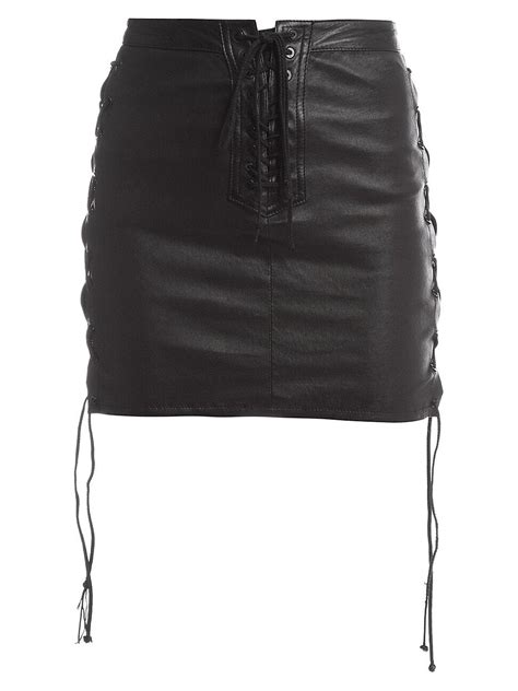 Buy Ben Taverniti Unravel Project Lace Up Leather Skirt Black At