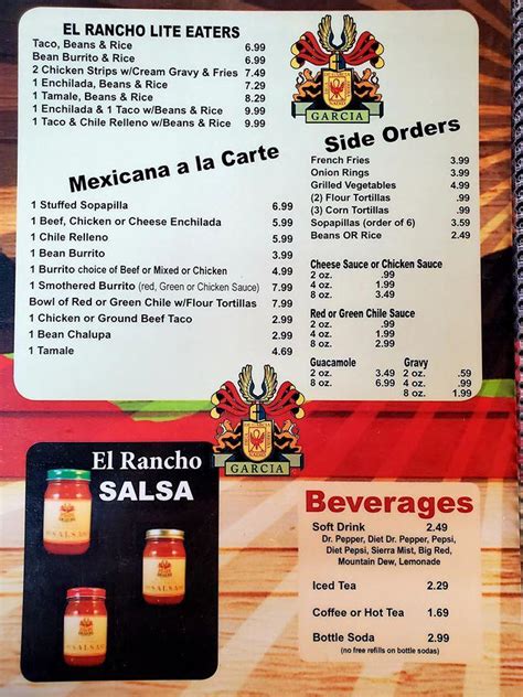 Menu At El Rancho Restaurant Portales