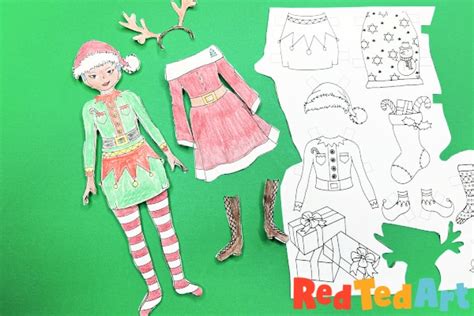 Printable Paper Dolls For Christmas Red Ted Art Kids Crafts