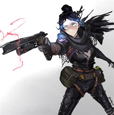 Safebooru 1girl Animification Apex Legends Belt Black Bodysuit Black Gloves Black Scarf Blue