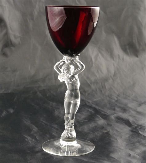 Cambridge Statuesque Nude Stem Carmen Ruby Wine Claret Glass Ebay