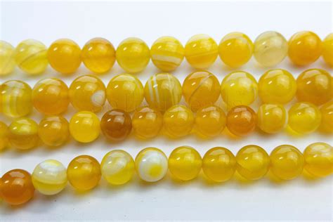 Yellow Agate Banded Agate Beads Yellow Stone Agates Yellow Gemstone