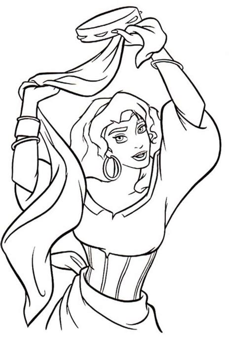 Coloriage Esmeralda Quasimodo et Phoebus télécharger et imprimer