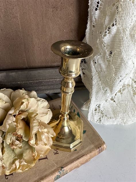 Vintage Single Brass Candlestick Holder Made In India Antique Brass