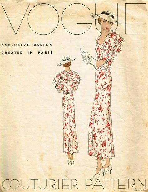 1930s Vintage VOGUE Sewing Pattern B34 DRESS 1953 By VOGUE 298 The