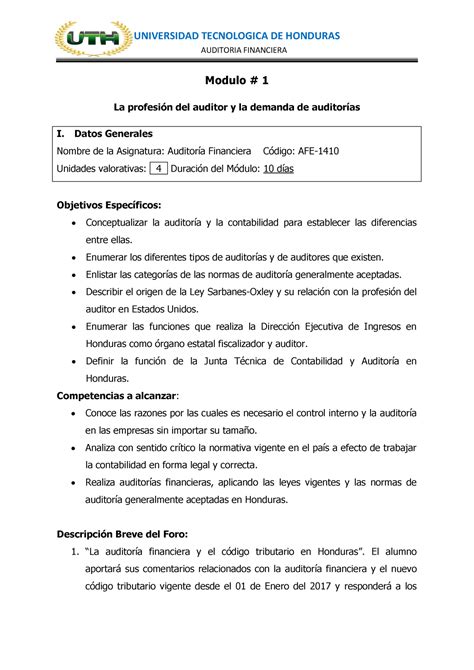 Modulo Af La Profesion Del Auditor Auditoria Financiera Modulo