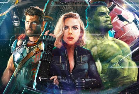 Thor Black Widow Hulk In Avengers Infinity War Artwork 2018, HD Movies, 4k Wallpapers, Images ...