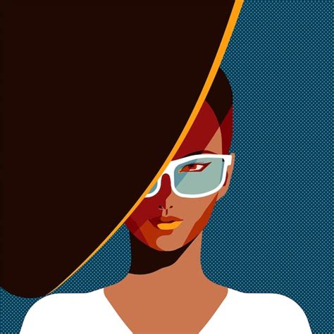 Premium Vector Woman In Hat And Sunglasses Fashion Portrait With