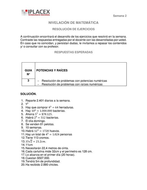 Resolucion De Ejercicios Guia 2 Semana 2 NivelaciÓn De MatemÁtica