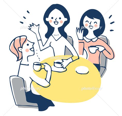 カフェでおしゃべりをする3人の女性 イラスト素材 [ 6463853 ] フォトライブラリー Photolibrary