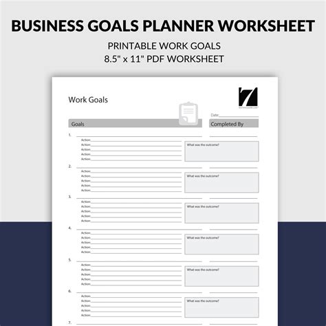 Business Goals Planner Worksheet - The 7 Minute Life