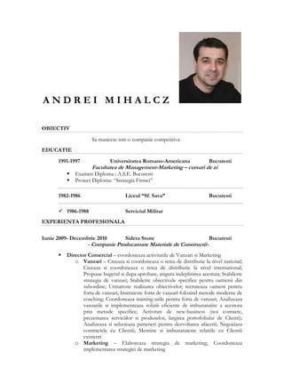 Andrei Mihalcz Resume Pdf