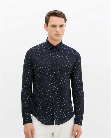 Zara Printed Linen Shirt In Blue For Men Lyst