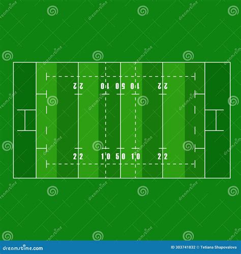 Flat Green Rugby Field. Top View of Rugby Field with Line Template ...