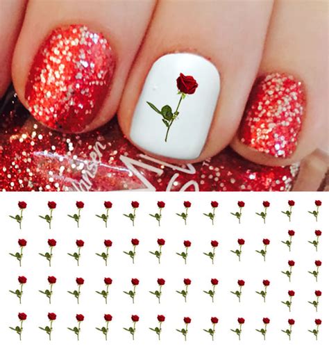 Rose And Stem Nail Decals Moon Sugar Decals