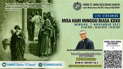 MISA HARI MINGGU BIASA XXXII PAROKI SANMARI GIANYAR YouTube