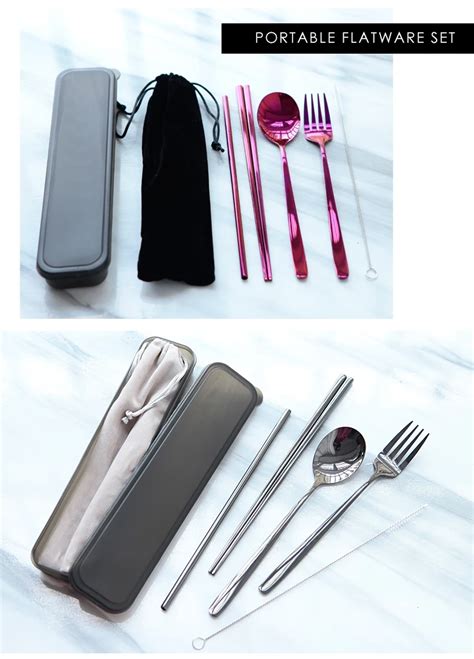 Stainless Steel Portable Travel Cutlery Set In Case And Pouch Buy Stainless Steel Portable