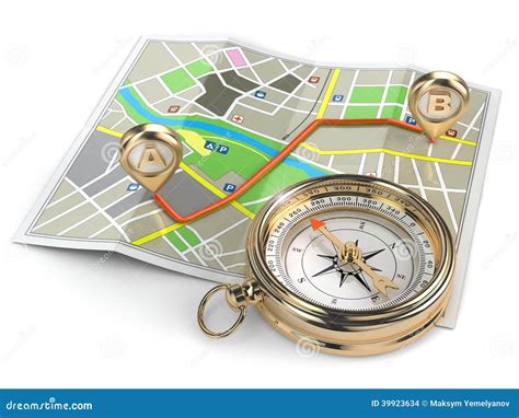 Navigation And Gps Concept Compass And Map Stock Illustration