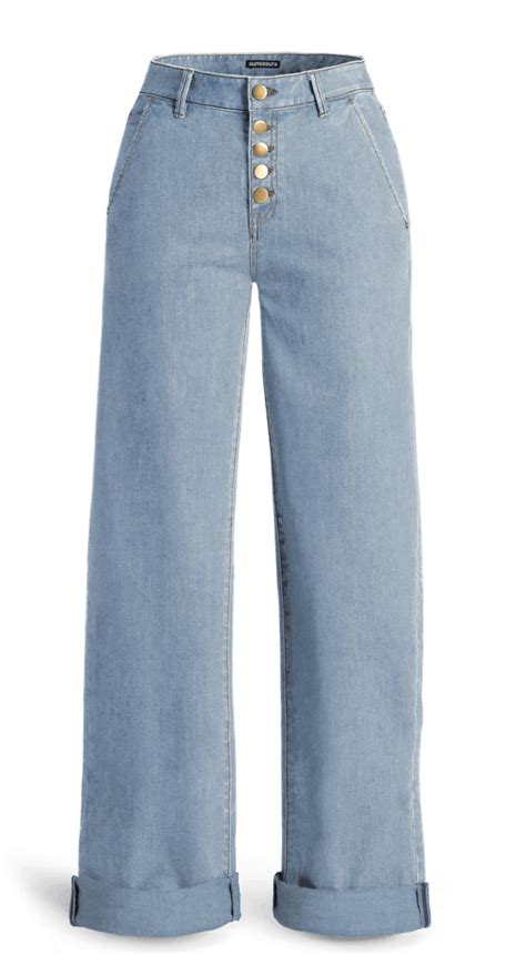 Rolled Up Wide Leg Jeans With Exposed Fly Buttons Sumissura