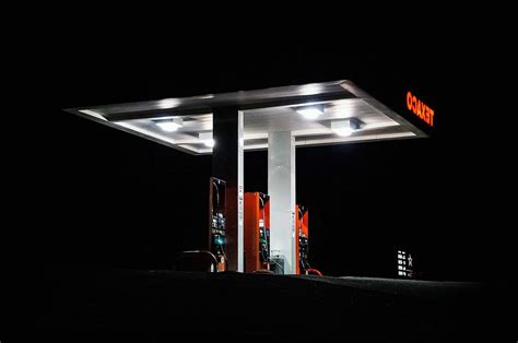 Gas Texaco Gas Station At Night Texaco Image Free Photo