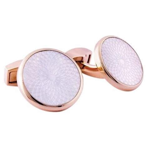 Rotondo Guilloché Cufflinks With White Mother Of Pearl In Stainless