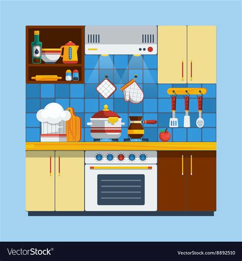 Kitchen Interior Royalty Free Vector Image Vectorstock