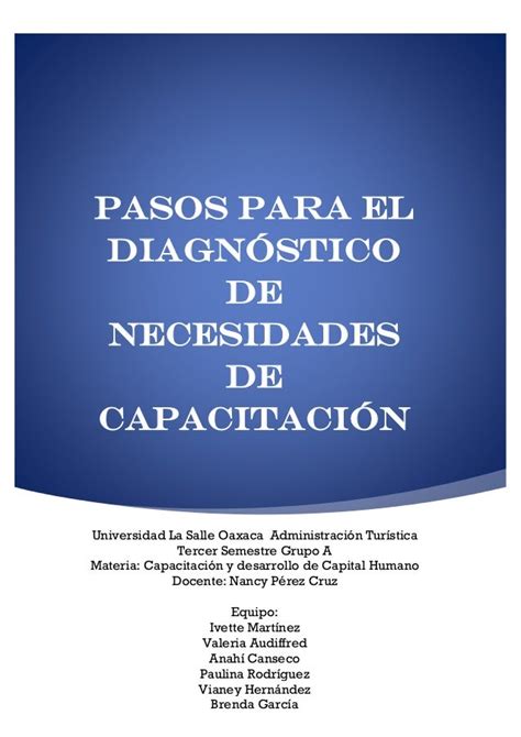 Pasos Para El Diagnóstico De Necesidades De Capacitación