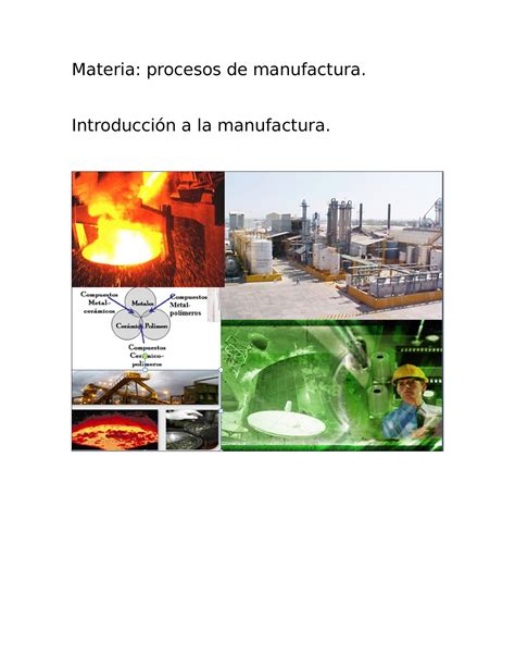 Introduccion A La Manufactura Materia Procesos De Manufactura