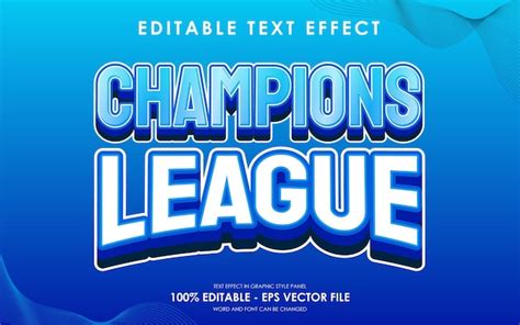 Efecto De Texto De La Liga De Campeones Editable Por Vectores Vector