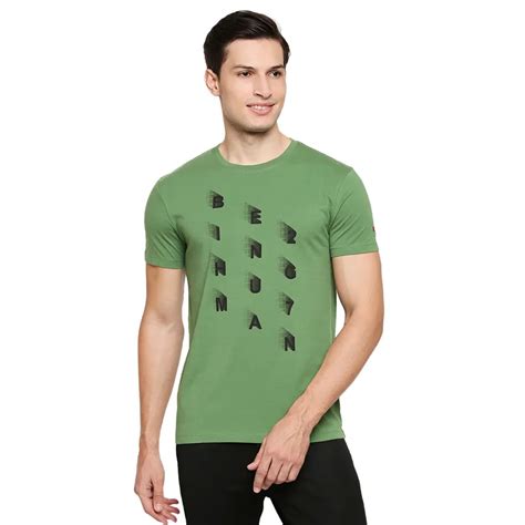 Being Human Regular Fit Men Crew Neck T-Shirts-Olive