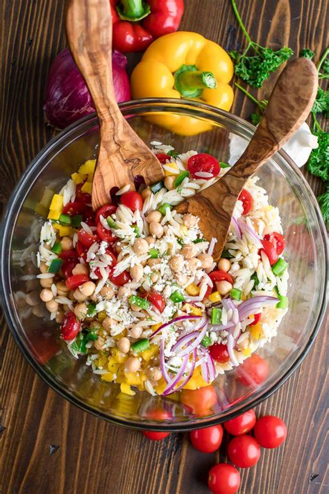 Summer Orzo Salad With Chickpeas And Feta Peas And Crayons