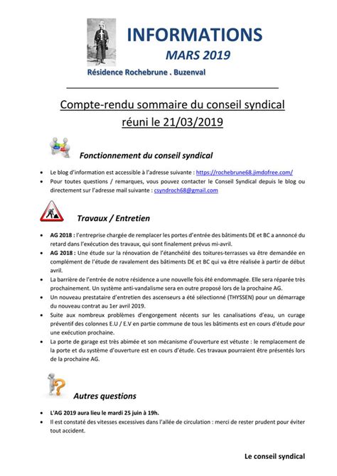 Compte Rendus Du Conseil Syndical Site De Rochebrune