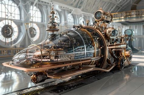 Premium Photo | Steampunk time machine crewed by adventurers from