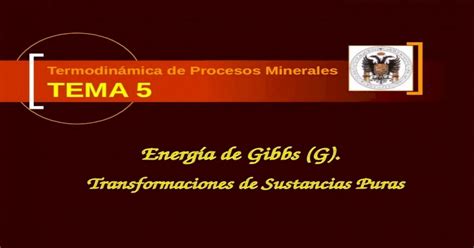 Termodin Mica De Procesos Minerales Tema Energ A De Gibbs G