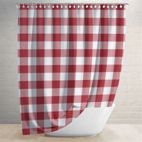 Red And White Checkered Gingham Pattern Design Shower Curtain Zazzle