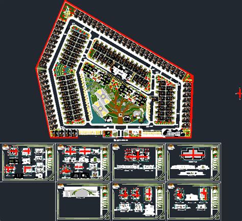 Planos De Urbanización Conjunto Residencial En Dwg Autocad Vivienda Multifamiliar