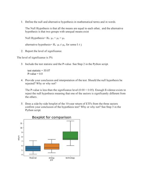 Define The Null And Alternative Hypothesis In Mathematical Terms And In Words The Null