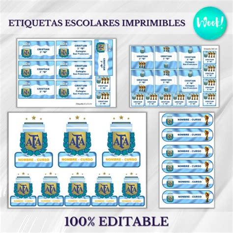 Kit Imprimible Etiquetas Escolares Argentina Editables Wook Imprimibles