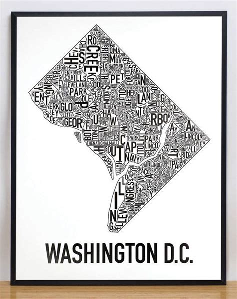 Washington Dc Neighborhood Map Poster Or Print Washington Dc Type