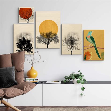 Tableau En Bois Kubistika Tude De L Arbre Wall Art Fr