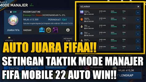 Auto Juara Fifa Ni Bosku Setingan Taktik Mode Manajer Fifa Mobile